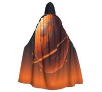 UDFKGLP Orange Planet Pattern Adult Hooded Cloak is a super large, comfortable, and durable Halloween hooded poncho