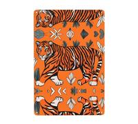 UDFKGLP Orange tiger leopard Pattern Tin decorative painting 8x12in Made of tinplate, wear-resistant and durable