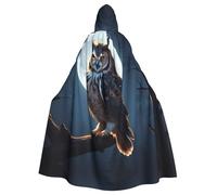 UDFKGLP Owl In The Moonlight Pattern Adult Hooded Cloak is a super large, comfortable, and durable Halloween hooded poncho