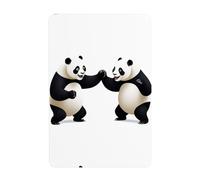 UDFKGLP Pandas fighting in the ring Pattern Tin decorative painting 8x12in Made of tinplate, wear-resistant and durable