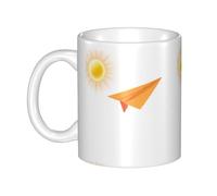 UDFKGLP Paper airplane flying in the sun Pattern mug ceramic Mugs for cappuccino, latte, cereal, yogurt, milk, hot or cold drinks Micro-wave oven