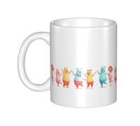 UDFKGLP Parade of cartoon people Pattern mug ceramic Mugs for cappuccino, latte, cereal, yogurt, milk, hot or cold drinks Micro-wave oven