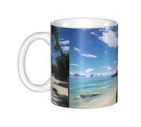 UDFKGLP Paradise Beach Palm Trees Pattern mug ceramic Mugs for cappuccino, latte, cereal, yogurt, milk, hot or cold drinks Micro-wave oven