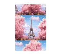 UDFKGLP paris street eiffel tower pink floral Pattern Tin decorative painting 8x12in Made of tinplate, wear-resistant and durable