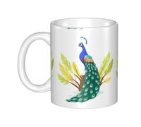 UDFKGLP Peacock on the bush Pattern mug ceramic Mugs for cappuccino, latte, cereal, yogurt, milk, hot or cold drinks Micro-wave oven