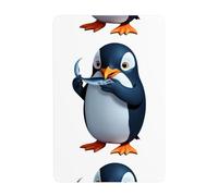 UDFKGLP Penguin eating fish Pattern Tin decorative painting 8x12in Made of tinplate, wear-resistant and durable