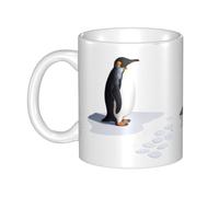 UDFKGLP Penguin footprints on the snow Pattern mug ceramic Mugs for cappuccino, latte, cereal, yogurt, milk, hot or cold drinks Micro-wave oven