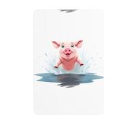 UDFKGLP Pig jumping into the puddle Pattern Tin decorative painting 8x12in Made of tinplate, wear-resistant and durable