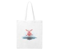 UDFKGLP Pig jumping into the puddle Pattern Woman Canvas Tote Bag Strong and durable for traveling, shopping, Daily One Size
