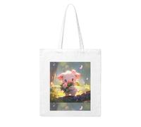 UDFKGLP Pig picking flowers Pattern Woman Canvas Tote Bag Strong and durable for traveling, shopping, Daily One Size