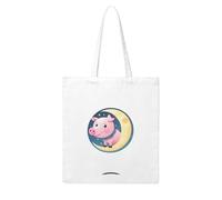 UDFKGLP Piglet peeping at the moon Pattern Woman Canvas Tote Bag Strong and durable for traveling, shopping, Daily One Size