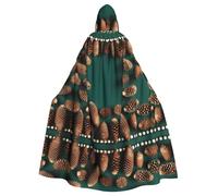UDFKGLP Pine Cone Border Pattern Adult Hooded Cloak is a super large, comfortable, and durable Halloween hooded poncho