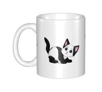 UDFKGLP Pink ear black and white little cat Pattern mug ceramic Mugs for cappuccino, latte, cereal, yogurt, milk, hot or cold drinks Micro-wave oven