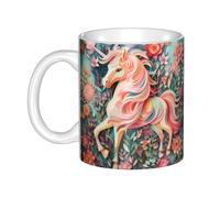 UDFKGLP Pink Paper Cut Unicorn Pattern mug ceramic Mugs for cappuccino, latte, cereal, yogurt, milk, hot or cold drinks Micro-wave oven