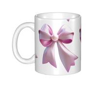 UDFKGLP Pink pearl bow Pattern mug ceramic Mugs for cappuccino, latte, cereal, yogurt, milk, hot or cold drinks Micro-wave oven