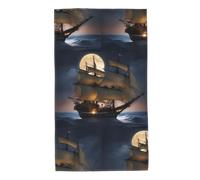 UDFKGLP Pirate Sailboat Full Moon Pattern Towel Towels 27.5x16in Skin-Friendly Absorbent Fluffy and Soft for Bathroom, Beach, Outdoors