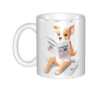 UDFKGLP Puppy reading newspaper Pattern mug ceramic Mugs for cappuccino, latte, cereal, yogurt, milk, hot or cold drinks Micro-wave oven