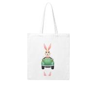 UDFKGLP Rabbit riding a car Pattern Woman Canvas Tote Bag Strong and durable for traveling, shopping, Daily One Size