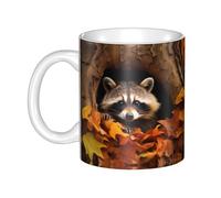 UDFKGLP Raccoon in The Fall Tree Hole Pattern mug ceramic Mugs for cappuccino, latte, cereal, yogurt, milk, hot or cold drinks Micro-wave oven