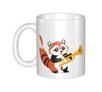 UDFKGLP Red panda blowing trumpet Pattern mug ceramic Mugs for cappuccino, latte, cereal, yogurt, milk, hot or cold drinks Micro-wave oven