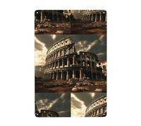 UDFKGLP Remains of the Roman Colosseum Pattern Tin decorative painting 8x12in Made of tinplate, wear-resistant and durable