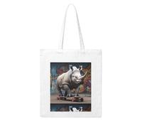 UDFKGLP Rhino on skateboard Pattern Woman Canvas Tote Bag Strong and durable for traveling, shopping, Daily One Size