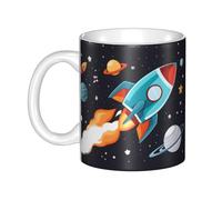 UDFKGLP rocket clipart space ship Pattern mug ceramic Mugs for cappuccino, latte, cereal, yogurt, milk, hot or cold drinks Micro-wave oven