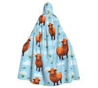 UDFKGLP Scottish Highland Cow Pattern Adult Hooded Cloak is a super large, comfortable, and durable Halloween hooded poncho