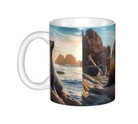 UDFKGLP Sea lion on the rocks Pattern mug ceramic Mugs for cappuccino, latte, cereal, yogurt, milk, hot or cold drinks Micro-wave oven