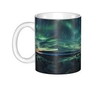 UDFKGLP Sea under the Aurora Borealis Pattern mug ceramic Mugs for cappuccino, latte, cereal, yogurt, milk, hot or cold drinks Micro-wave oven