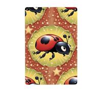 UDFKGLP Seven Star Ladybird Pattern Tin decorative painting 8x12in Made of tinplate, wear-resistant and durable
