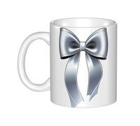 UDFKGLP Silver bow Pattern mug ceramic Mugs for cappuccino, latte, cereal, yogurt, milk, hot or cold drinks Micro-wave oven