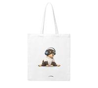 UDFKGLP Sloppy puppy listening to music Pattern Woman Canvas Tote Bag Strong and durable for traveling, shopping, Daily One Size