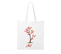 UDFKGLP Small red flowers growing on a tree Pattern Woman Canvas Tote Bag Strong and durable for traveling, shopping, Daily One Size