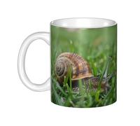 UDFKGLP Snail crawling on the grass Pattern mug ceramic Mugs for cappuccino, latte, cereal, yogurt, milk, hot or cold drinks Micro-wave oven