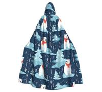 UDFKGLP Snow Animal Polar Bear Pattern Adult Hooded Cloak is a super large, comfortable, and durable Halloween hooded poncho