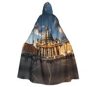 UDFKGLP St Peter's Basilica Pattern Adult Hooded Cloak is a super large, comfortable, and durable Halloween hooded poncho