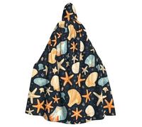 UDFKGLP Starfish And Shells Pattern Adult Hooded Cloak is a super large, comfortable, and durable Halloween hooded poncho