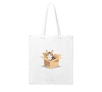 UDFKGLP Stray cat in a cardboard box Pattern Woman Canvas Tote Bag Strong and durable for traveling, shopping, Daily One Size