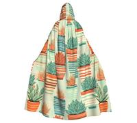 UDFKGLP Striped Succulents Pattern Adult Hooded Cloak is a super large, comfortable, and durable Halloween hooded poncho
