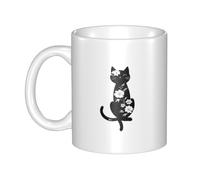 UDFKGLP Stunning floral kitten Pattern mug ceramic Mugs for cappuccino, latte, cereal, yogurt, milk, hot or cold drinks Micro-wave oven