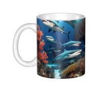 UDFKGLP Submarine shark coral Pattern mug ceramic Mugs for cappuccino, latte, cereal, yogurt, milk, hot or cold drinks Micro-wave oven