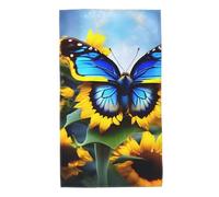 UDFKGLP Sunflower Blue Butterfly Pattern Towel Towels 27.5x16in Skin-Friendly Absorbent Fluffy and Soft for Bathroom, Beach, Outdoors