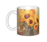 UDFKGLP Sunflowers under the windowsill Pattern mug ceramic Mugs for cappuccino, latte, cereal, yogurt, milk, hot or cold drinks Micro-wave oven