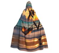 UDFKGLP Sunset beach hammock Pattern Adult Hooded Cloak is a super large, comfortable, and durable Halloween hooded poncho