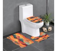 UDFKGLP Sunset Scenery Printed Anti-Slip Bathroom Rugs Set - 3-Piece Contour, Oval & Rectangular Mats for Toilet, Vanity & Restrooms