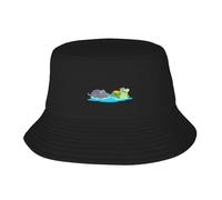 UDFKGLP Swimming Hippopotamus and Crocodiles Pattern Adult Fisherman's Hat for Men and Women Foldable Headwear for Outdoor Activities Black