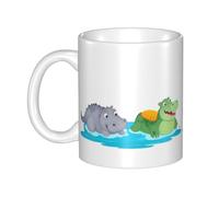 UDFKGLP Swimming hippopotamus and crocodiles Pattern mug ceramic Mugs for cappuccino, latte, cereal, yogurt, milk, hot or cold drinks Micro-wave oven