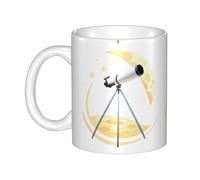 UDFKGLP Telescope on the moon Pattern mug ceramic Mugs for cappuccino, latte, cereal, yogurt, milk, hot or cold drinks Micro-wave oven