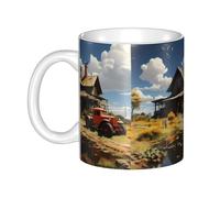 UDFKGLP Texas Farm Tractor Pattern mug ceramic Mugs for cappuccino, latte, cereal, yogurt, milk, hot or cold drinks Micro-wave oven